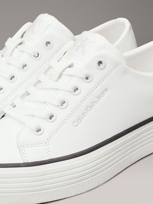 bright white/black leather platform trainers for women calvin klein jeans