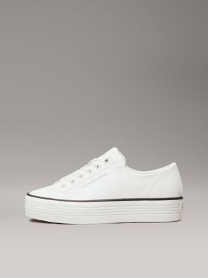 bright white/black leather platform trainers for women calvin klein jeans