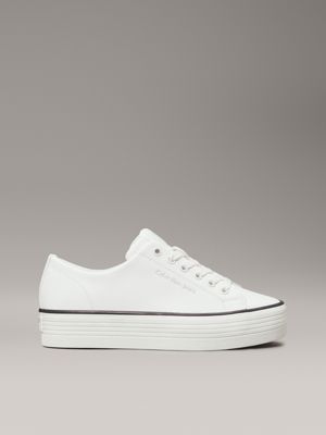 bright white leather platform trainers for women calvin klein jeans