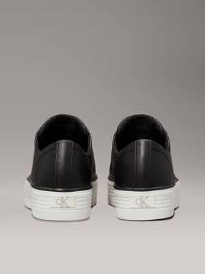 black/bright white leather platform trainers for women calvin klein jeans