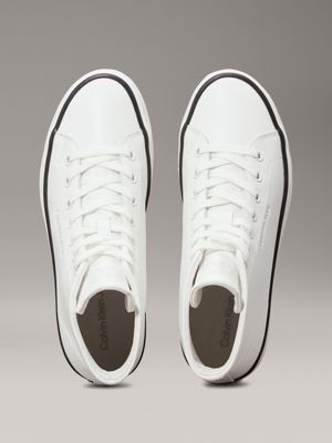 bright white/black leather platform high-top trainers for women calvin klein jeans