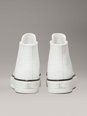 bright white/black leather platform high-top trainers for women calvin klein jeans