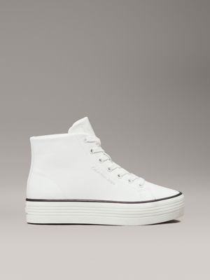 bright white leather platform high-top trainers for women calvin klein jeans