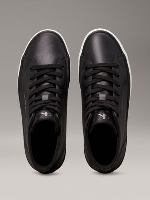 black/bright white leather platform high-top trainers for women calvin klein jeans