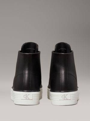 black/bright white leather platform high-top trainers for women calvin klein jeans