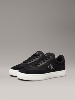 black/bright white canvas trainers for women calvin klein jeans