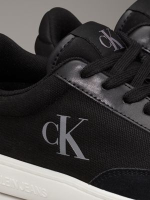 black/bright white canvas trainers for women calvin klein jeans