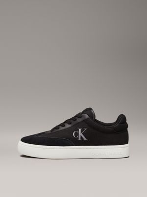 black/bright white canvas trainers for women calvin klein jeans