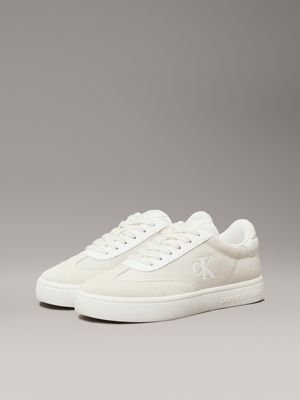 creamy white/bright white canvas trainers for women calvin klein jeans