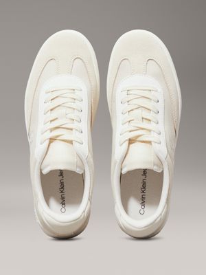 creamy white/bright white canvas trainers for women calvin klein jeans