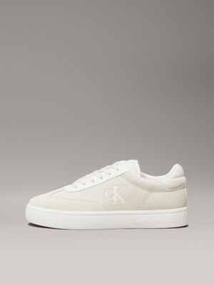 creamy white/bright white canvas trainers for women calvin klein jeans