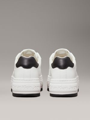 bright white/black leather platform trainers for women calvin klein jeans