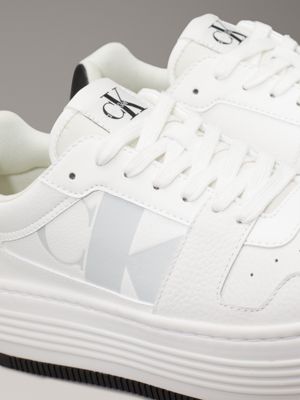 bright white/black leather platform trainers for women calvin klein jeans