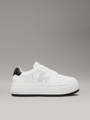 bright white leather platform trainers for women calvin klein jeans