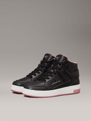 baskets montantes en similicuir black pour femmes calvin klein jeans