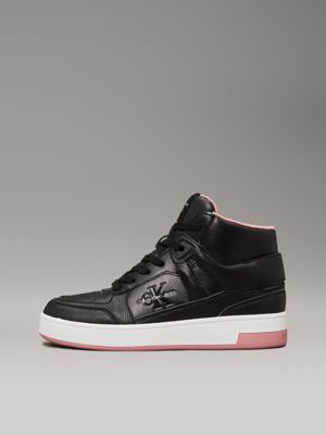 black/rose tan faux leather high-top trainers for women calvin klein jeans