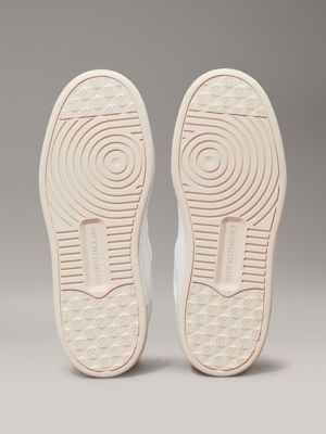 bright white/whisper pink faux leather high-top trainers for women calvin klein jeans