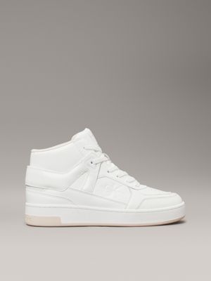 bright white faux leather high-top trainers for women calvin klein jeans