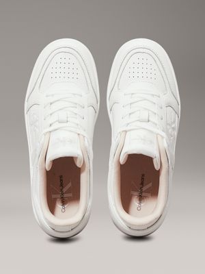 bright white/whisper pink faux leather trainers for women calvin klein jeans