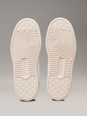 bright white/whisper pink faux leather trainers for women calvin klein jeans