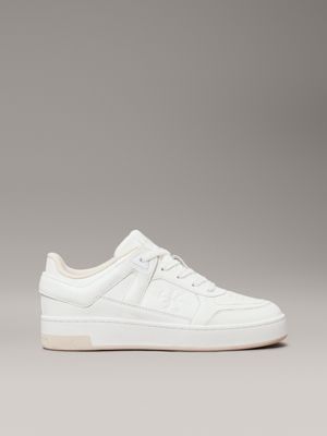 white faux leather trainers for women calvin klein jeans