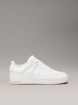 bright white/whisper pink faux leather trainers for women calvin klein jeans