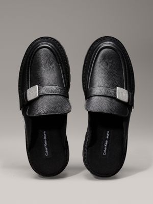 triple black leather platform mules for women calvin klein jeans