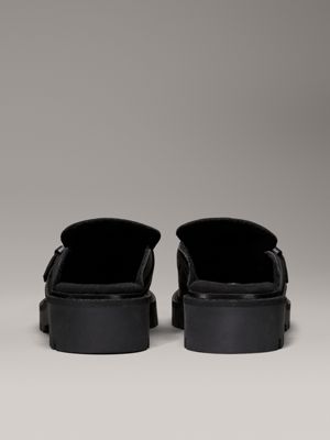 triple black leather platform mules for women calvin klein jeans