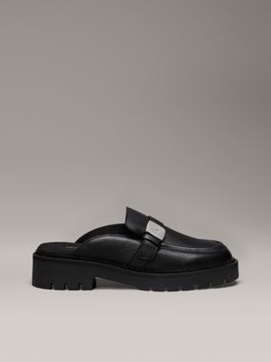 black leather platform mules for women calvin klein jeans