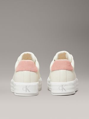 creamy white/rose tan/blue surf leather platform trainers for women calvin klein jeans