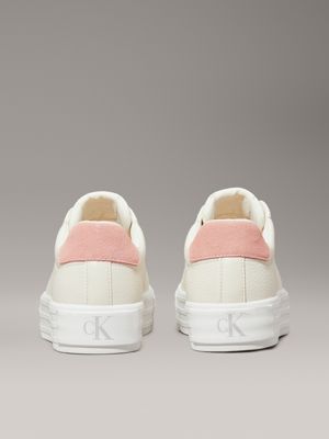 creamy white/rose tan/blue surf leather platform trainers for women calvin klein jeans