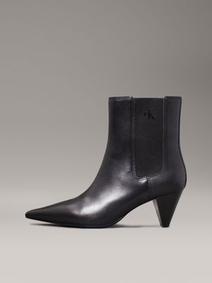 triple black leather cone heel chelsea boots for women calvin klein jeans