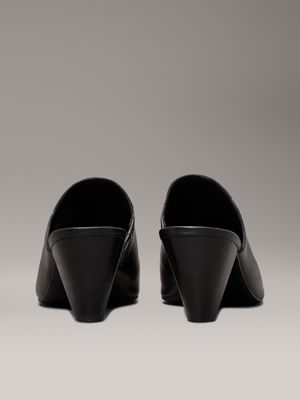 triple black leather cone heel mules for women calvin klein jeans