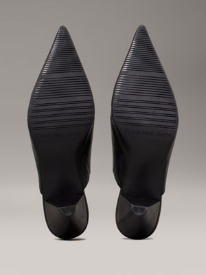 triple black leather cone heel mules for women calvin klein jeans