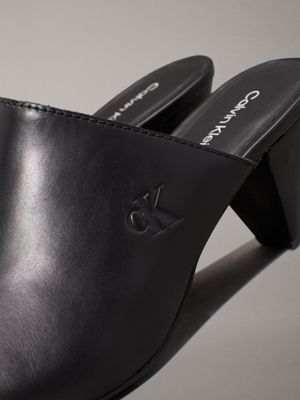 triple black leather cone heel mules for women calvin klein jeans