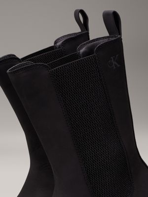 triple black leather platform boots for women calvin klein jeans