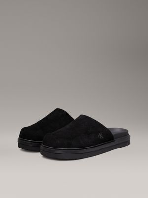 triple black suede clog slippers for women calvin klein jeans