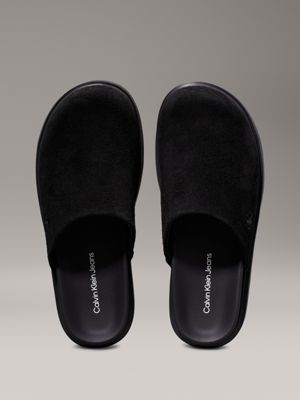 triple black suede clog slippers for women calvin klein jeans