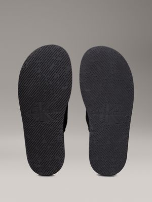 triple black suede clog slippers for women calvin klein jeans