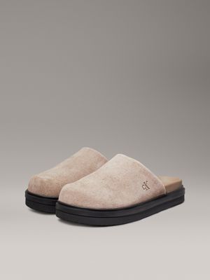 fossil/black suede clog slippers for women calvin klein jeans