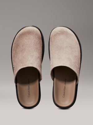 fossil/black suede clog slippers for women calvin klein jeans