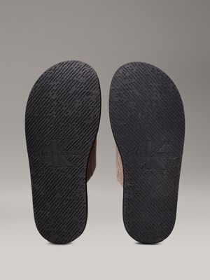 fossil/black suede clog slippers for women calvin klein jeans