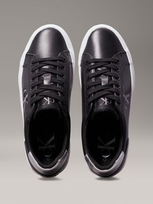 black/silver leather platform trainers for women calvin klein jeans