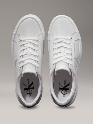 bright white/silver leather platform trainers for women calvin klein jeans