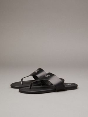 triple black faux leather sandals for women calvin klein jeans