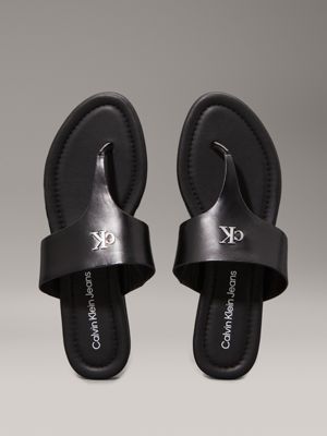 triple black faux leather sandals for women calvin klein jeans