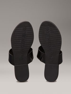 triple black faux leather sandals for women calvin klein jeans