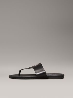 triple black faux leather sandals for women calvin klein jeans