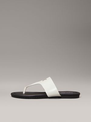 sandalias de piel sintética silver birch/black de mujeres calvin klein jeans