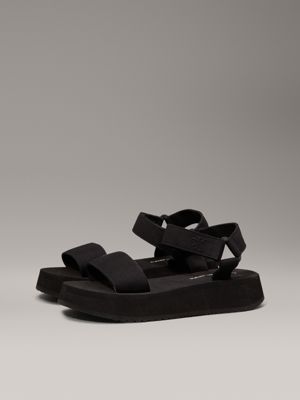 triple black canvas platform sandals for women calvin klein jeans